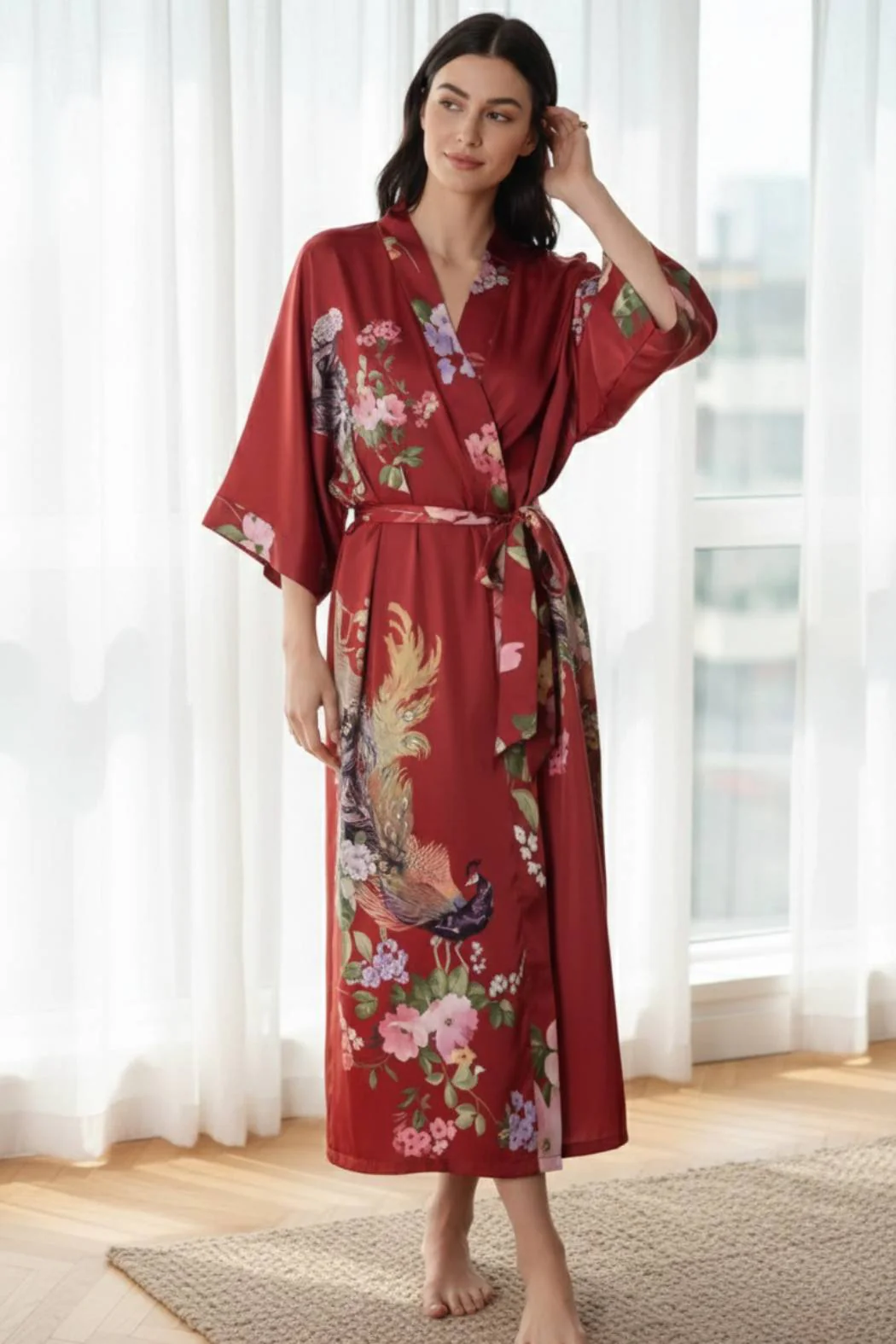 Kimono Long Femme Nuit | Élégance Satinée – Image 4