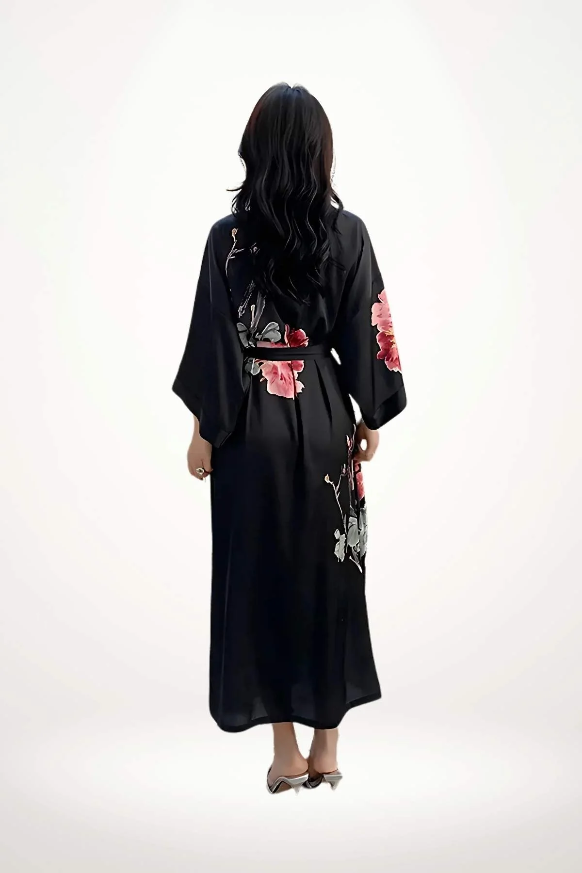 Kimono Femme | Luxe Discret En Satin Noir – Image 2