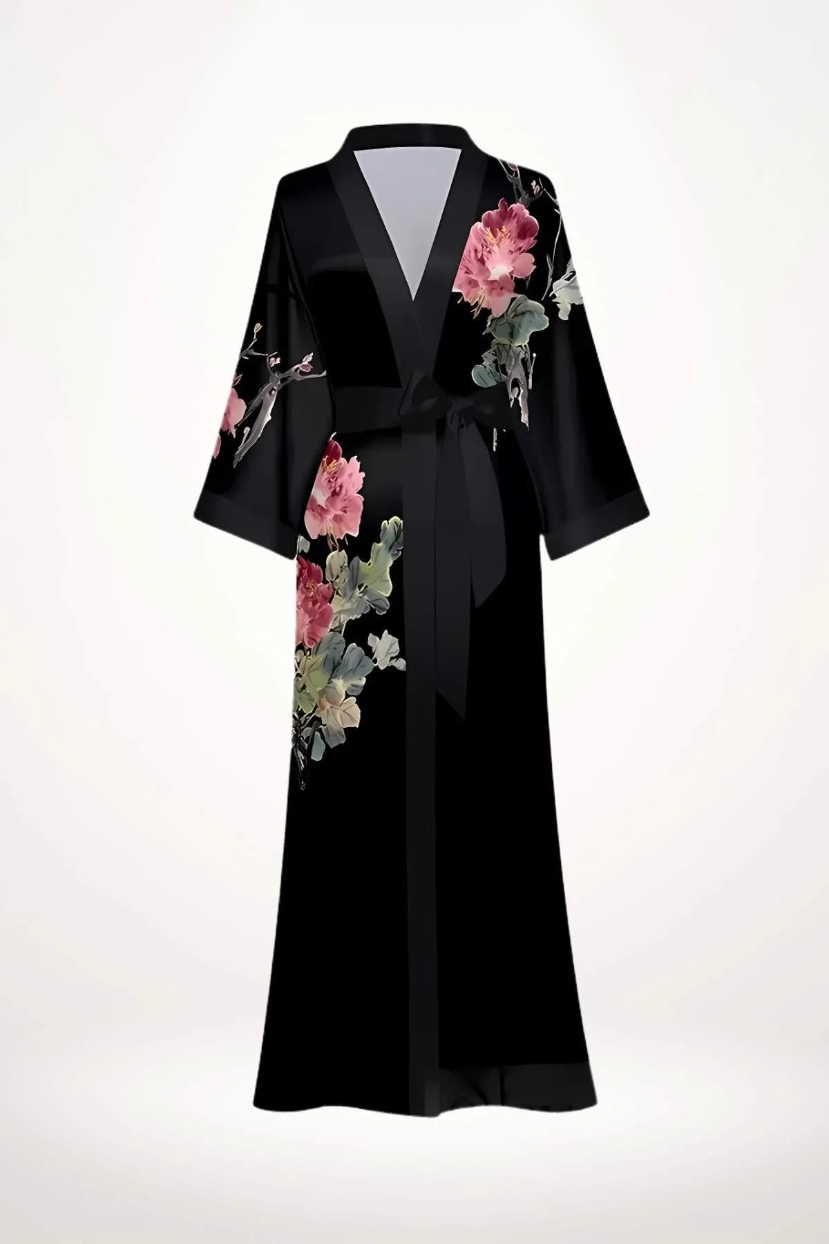 Kimono Femme | Luxe Discret En Satin Noir – Image 3